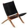 Silla de relax plegable de cuero auténtico negro de , Taburetes y sillas plegables - Ref: Foro24-246364, Precio: 179,23 €, De...