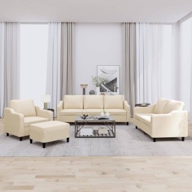 Set of sofas with 4 cream fabric cushions by , Sofas - Ref: Foro24-3201780, Price: 717,99 €, Discount: %