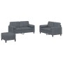 Dreiteiliges Sofaset mit dunkelgrauen Samtkissen. von , Sofas - Ref: Foro24-3202005, Preis: 538,84 €, Rabatt: %