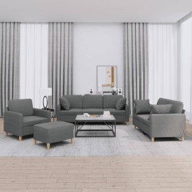 4-piece dark gray fabric sofa set with cushions by , Sofas - Ref: Foro24-3202079, Price: 741,73 €, Discount: %