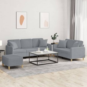 Dreiteiliges Sofaset mit Kissen, helles graues Gewebe. von , Sofas - Ref: Foro24-3202142, Preis: 615,31 €, Rabatt: %