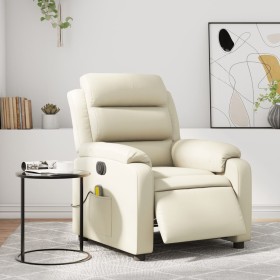 Reclining electric massage armchair in cream synthetic leather by , Armchairs - Ref: Foro24-3205036, Price: 282,99 €, Discoun...