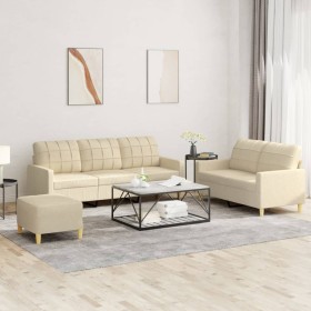 3-piece sofa set with cream fabric cushions by , Sofas - Ref: Foro24-3201316, Price: 568,20 €, Discount: %