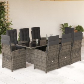 Garden dining set 9 pieces and gray synthetic rattan cushions by , Garden sets - Ref: Foro24-3212259, Price: 1,00 €, Discount: %