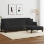 Sofá cama de 2 plazas con almohadas y taburete terciopelo negro de , Sofás - Ref: Foro24-3216222, Precio: 324,33 €, Descuento: %