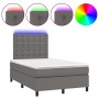 Cama box spring con colchón LED cuero sintético gris 120x190 cm de , Camas y somieres - Ref: Foro24-3270297, Precio: 433,23 €...