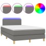 Boxspringbett mit Matratze und LED-Beleuchtung, dunkelbrauner Stoff, 120x190 cm. von , Betten und Lattenroste - Ref: Foro24-3...