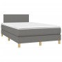 Boxspringbett mit Matratze und LED-Beleuchtung, dunkelbrauner Stoff, 120x190 cm. von , Betten und Lattenroste - Ref: Foro24-3...