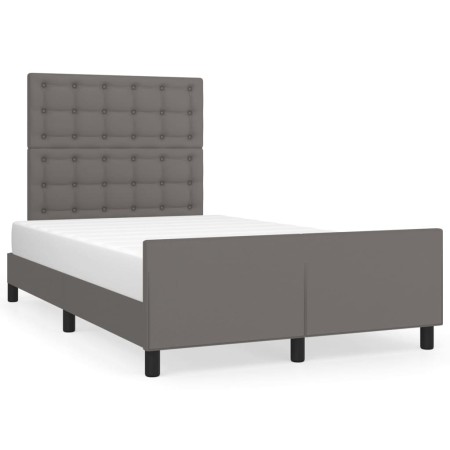 Bed frame with gray synthetic leather headboard 120x190 cm by , Beds and slatted bases - Ref: Foro24-3270564, Price: 176,36 €...