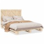 Solid pine wood bed frame with headboard 140x200 cm by , Beds and slatted bases - Ref: Foro24-3281570, Price: 199,09 €, Disco...