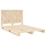 Solid pine wood bed frame with headboard 140x200 cm by , Beds and slatted bases - Ref: Foro24-3281570, Price: 199,09 €, Disco...