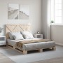 Solid pine wood bed frame with headboard 140x200 cm by , Beds and slatted bases - Ref: Foro24-3281570, Price: 199,09 €, Disco...