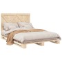 Solid pine wood bed frame with headboard 140x200 cm by , Beds and slatted bases - Ref: Foro24-3281570, Price: 199,09 €, Disco...