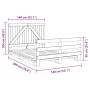 Solid pine wood bed frame with headboard 140x200 cm by , Beds and slatted bases - Ref: Foro24-3281558, Price: 209,29 €, Disco...