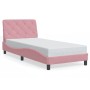 Bed frame with pink velvet headboard 90x200 cm by , Beds and slatted bases - Ref: Foro24-3207904, Price: 216,99 €, Discount: %