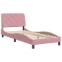 Estructura de cama con cabecero de terciopelo rosa 90x200 cm de , Camas y somieres - Ref: Foro24-3207904, Precio: 216,11 €, D...