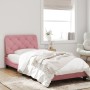 Estructura de cama con cabecero de terciopelo rosa 90x200 cm de , Camas y somieres - Ref: Foro24-3207904, Precio: 216,11 €, D...