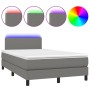 Cama box spring con colchón y LED tela marrón oscuro 120x190 cm de , Camas y somieres - Ref: Foro24-3270026, Precio: 382,84 €...