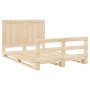 Solid pine wood bed frame with headboard 140x200 cm by , Beds and slatted bases - Ref: Foro24-3281540, Price: 210,24 €, Disco...