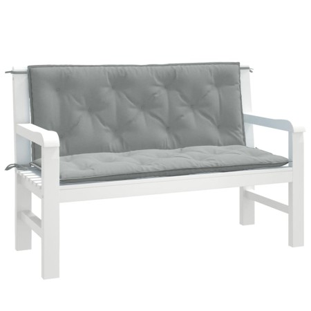 Garden bench cushions 2 units light gray melange fabric 120x50x7 cm by , Cushions for chairs and sofas - Ref: Foro24-4002597,...