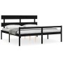 Double bed frame with black solid wood headboard by vidaXL, Beds and slatted bases - Ref: Foro24-3195370, Price: 157,82 €, Di...