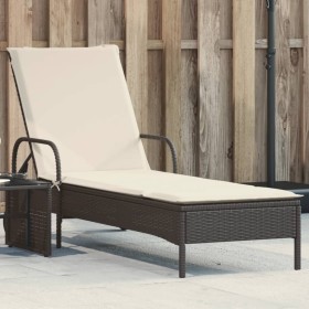 Sun lounger with wheels and black synthetic rattan cushion by , Loungers - Ref: Foro24-368308, Price: 163,99 €, Discount: %