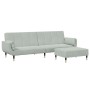 Sofá cama de 2 plazas con taburete terciopelo gris claro de , Sofás - Ref: Foro24-3258151, Precio: 381,09 €, Descuento: %