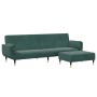 Sofá cama de 2 plazas con taburete terciopelo verde oscuro de , Sofás - Ref: Foro24-3258153, Precio: 387,05 €, Descuento: %