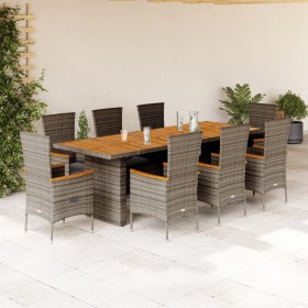 Garden dining set 9 pieces and gray synthetic rattan cushions by , Garden sets - Ref: Foro24-3277546, Price: 1,00 €, Discount: %