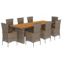 Set comedor jardín 9 pzas y cojines ratán sintético gris de , Conjuntos de jardín - Ref: Foro24-3277544, Precio: 854,03 €, De...