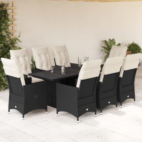 Set de comedor de jardín 9 pzas y cojines ratán sintético negro de , Conjuntos de jardín - Ref: Foro24-3276701, Precio: 1,00 ...