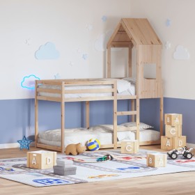 Solid pine wood children's bed canopy 55x99x139.5 cm by , Accessories for beds and slatted bases - Ref: Foro24-846891, Price:...