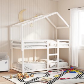 Solid wood white children's bed canopy 213x95.5x144.5 cm by , Accessories for beds and slatted bases - Ref: Foro24-846935, Pr...