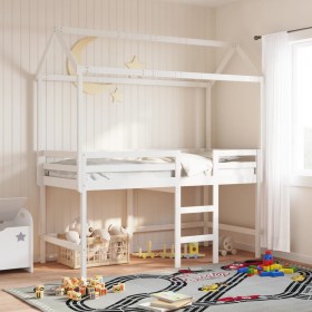 Solid white wood children's bed canopy 207x80.5x151.5 cm by , Accessories for beds and slatted bases - Ref: Foro24-846968, Pr...