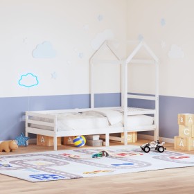 Solid white wood children's bed canopy 108x70x176.5 cm by , Accessories for beds and slatted bases - Ref: Foro24-846989, Pric...