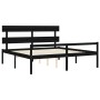 Double bed frame with black solid wood headboard by vidaXL, Beds and slatted bases - Ref: Foro24-3195370, Price: 157,82 €, Di...