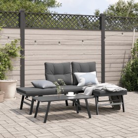 Garden bench with 3-piece cushions, steel frame with black powder coating. by , Garden sets - Ref: Foro24-3283710, Price: 264...