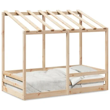 Solid pine wood children's bed 70x140 cm by , Beds and slatted bases - Ref: Foro24-847015, Price: 90,91 €, Discount: %