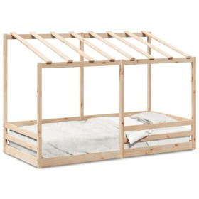 Cama para niños con techo madera maciza de pino 80x200 cm de , Camas y somieres - Ref: Foro24-847003, Precio: 172,99 €, Descu...