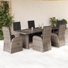 Garden dining set 7 pieces and gray synthetic rattan cushions by , Garden sets - Ref: Foro24-3277602, Price: 1,00 €, Discount: %