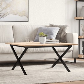 Solid pine wood and iron X-frame coffee table 90x90x45 cm by , Coffee table - Ref: Foro24-3282687, Price: 89,89 €, Discount: %