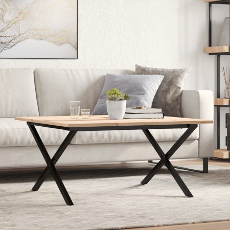 Solid pine wood and iron X-frame coffee table 80x80x45 cm by , Coffee table - Ref: Foro24-3282685, Price: 79,69 €, Discount: %