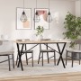 Dining table with X frame made of solid pine wood and iron, 140x80x75cm. by , Kitchen and dining tables - Ref: Foro24-3282698...