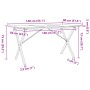 Dining table with X frame made of solid pine wood and iron, 140x80x75cm. by , Kitchen and dining tables - Ref: Foro24-3282698...