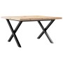 Center table with X frame made of solid pine wood and iron, measuring 70x70x40.5cm. by , Coffee table - Ref: Foro24-3282749, ...