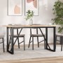 Dining table with solid pine wood frame and iron, measuring 140x80x75.5 cm. by , Kitchen and dining tables - Ref: Foro24-3282...