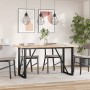 Dining table with solid pine wood frame and iron, measuring 140x80x75.5 cm. by , Kitchen and dining tables - Ref: Foro24-3282...