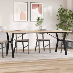 Dining table with solid pine wood and iron frame, 200x100x75.5cm by , Kitchen and dining tables - Ref: Foro24-3282789, Price:...