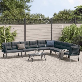 Garden bench with 5-piece cushions, steel frame with black powder coating. by , Garden sets - Ref: Foro24-3283712, Price: 514...