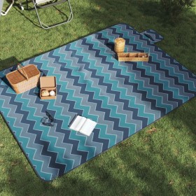 Folding velvet picnic blanket with blue wave pattern 200x150 cm by , Camping and hiking - Ref: Foro24-4004205, Price: 24,99 €...